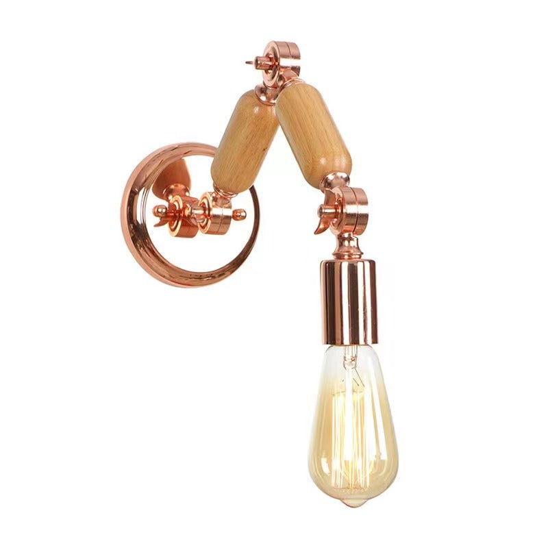 Alessio Wall Lamp Bulb Wooden Adjustable Makeup Gold, Living Room - Lumpaz