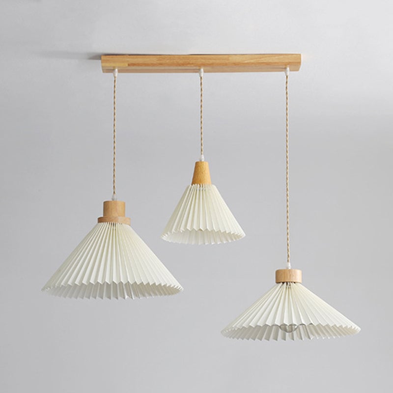 Ozawa Pendant Light Umbrella Shape Art, Wood, White, Bedroom - Lumpaz