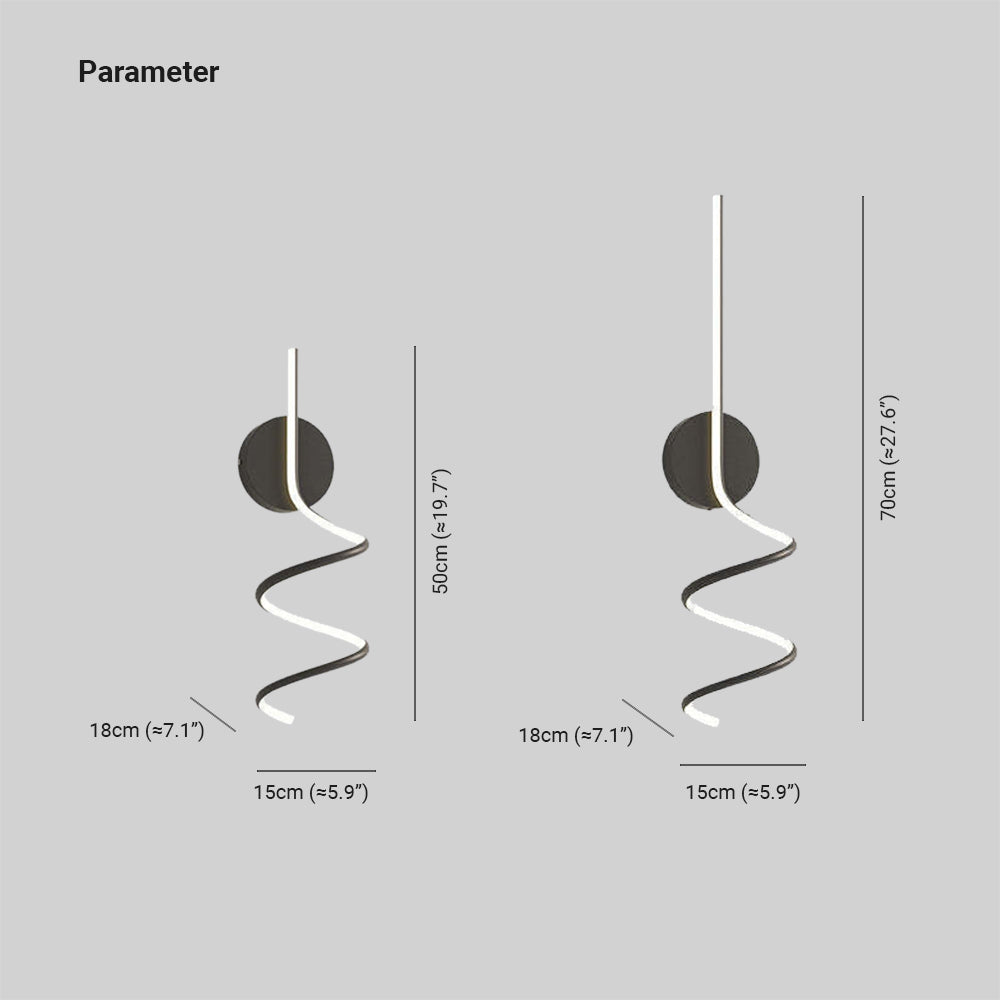 Modern LED Art Interior Wall Light Spiral, Black & White - Lumpaz