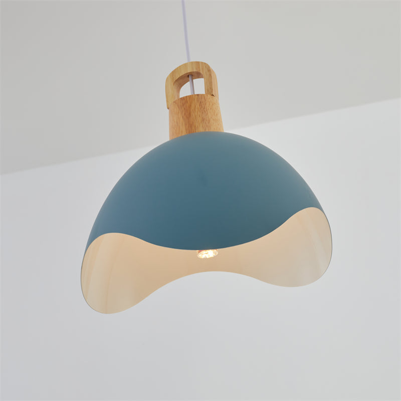 Morandi Colorful Shade Single Pendant Lights, Wood & Metal - Lumpaz