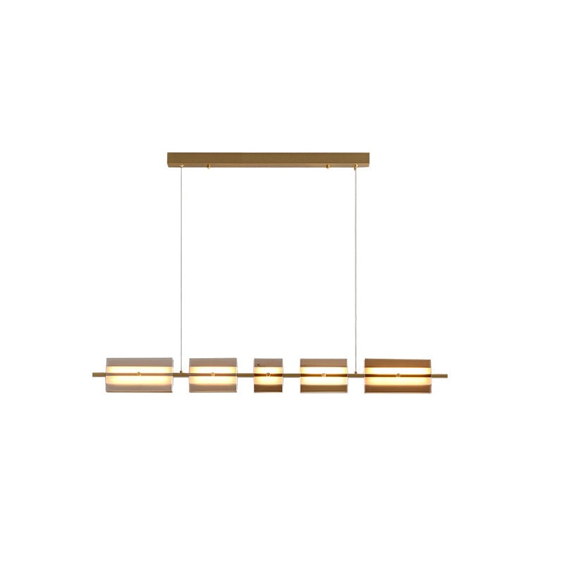 Evette Modern Nordic Linear Copper/Glass Pendant Light, Brass/Black - Lumpaz