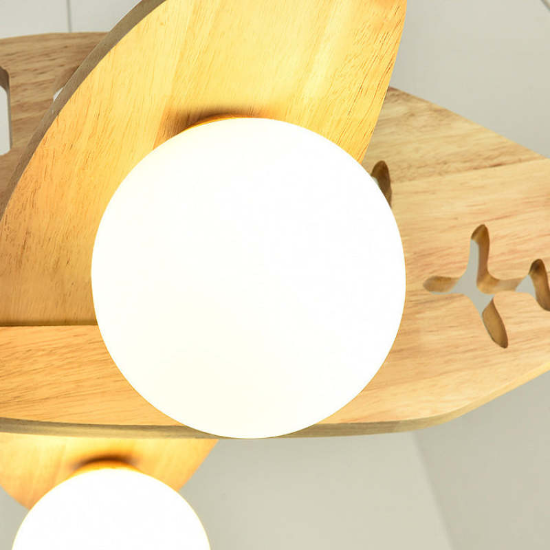 Minori Vintage Airplane Shape Pendant Light, Wood - Lumpaz