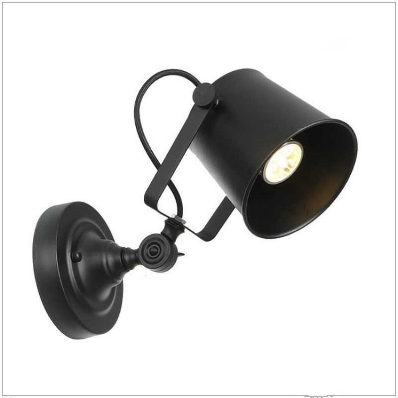 Brady Modern Bucket Metal Adjustable Wall Lamp, Black/Rust - Lumpaz