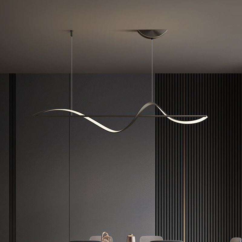 Pendant Light Wave Minimalist Designer Metal Brass/Black Art Gallery - Lumpaz