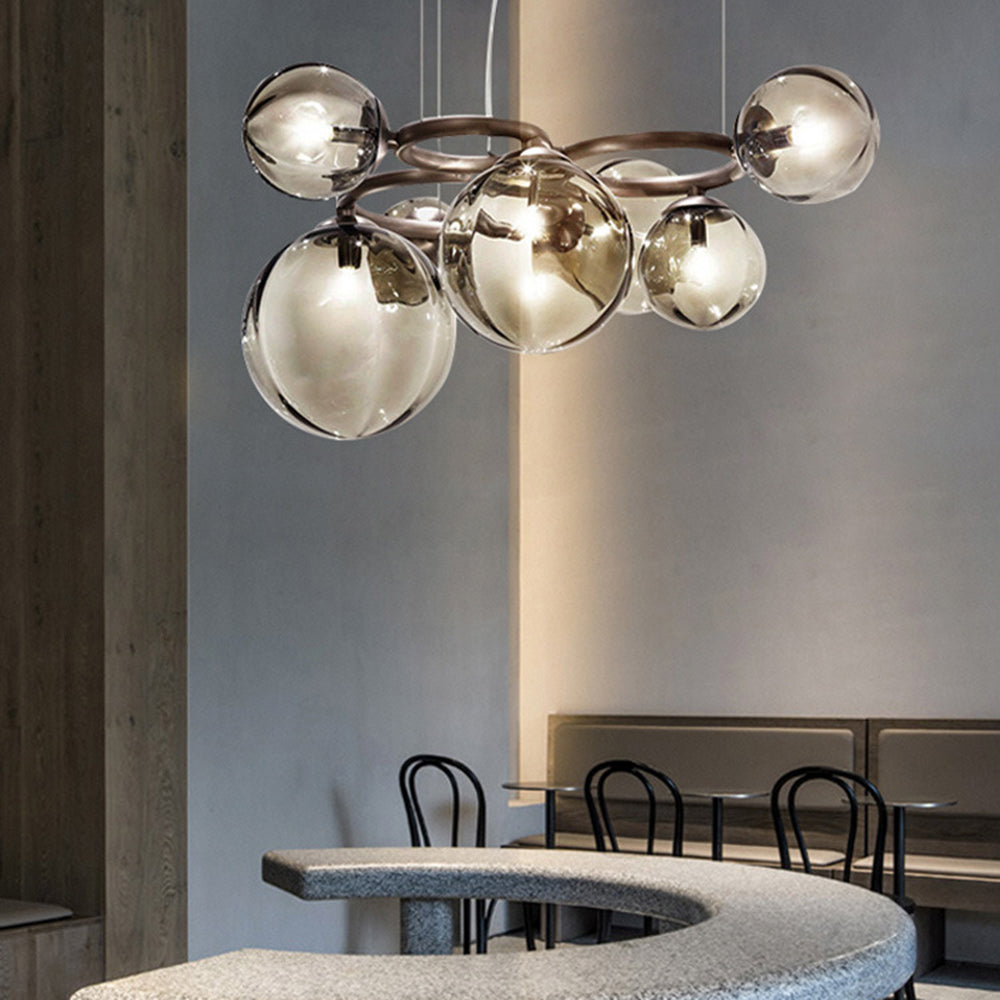 Valentina Modern Designe Wave Metal/Glass Pendant Light, White/Gold - Lumpaz
