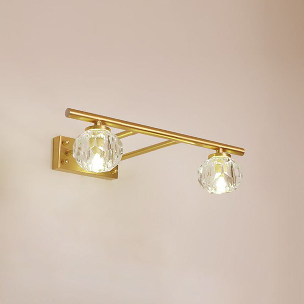 Kristy Wall Lamp Modern Mirror Front Vanity, Metal/Crystal, Gold, Bathroom - Lumpaz