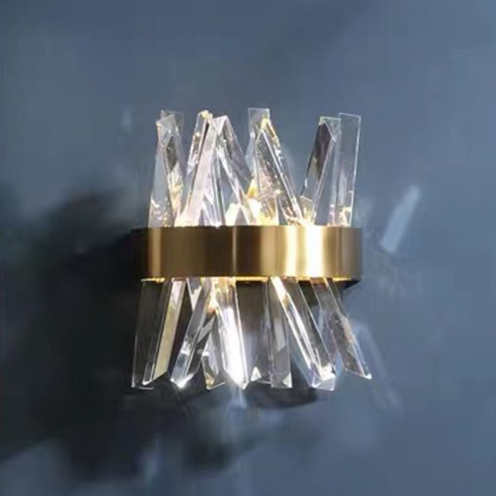 Marilyn Decorative Geometric Crystal/Metal Wall Lamp, Gold - Lumpaz