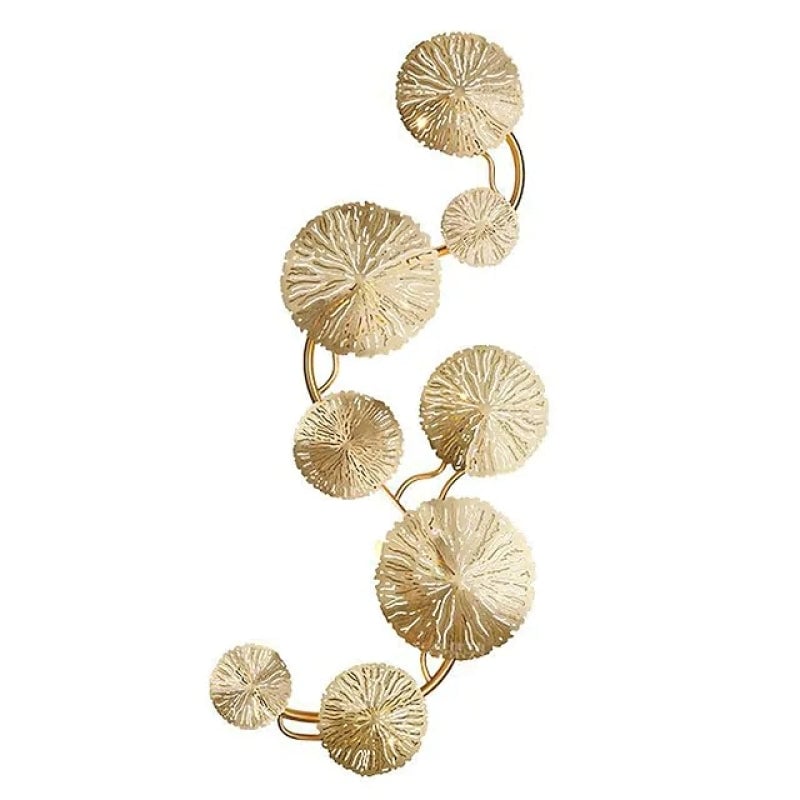 Knox Modern Metal Round Lotus Leaf Wall Lamp, Gold - Lumpaz
