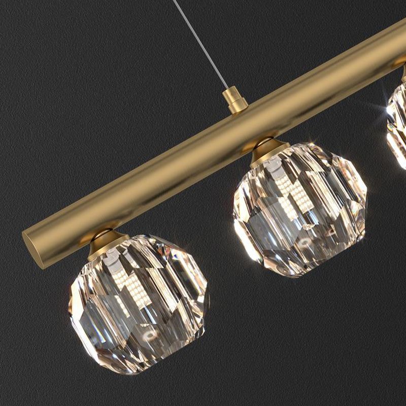 Kirsten Metal & Crystal Pendant Light, Gold - Lumpaz
