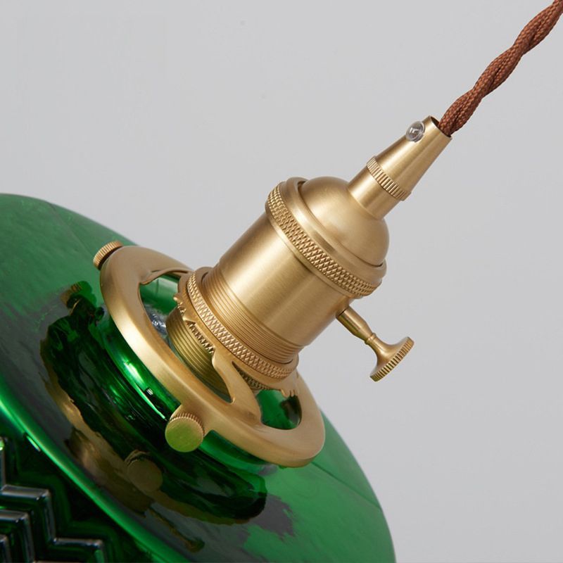 Hailie Retro LED Pendant Light Green Metal/Glass Dining Room - Lumpaz