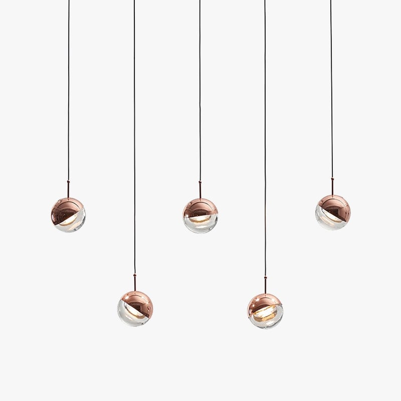 Valentina Modern Ball Metal/Glass Pendant Light, Gold/Rose Gold - Lumpaz