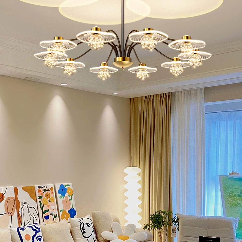 Carins Modern Blown Metal Pendant Light, Gold, Metal/Acrylic/Glass - Lumpaz