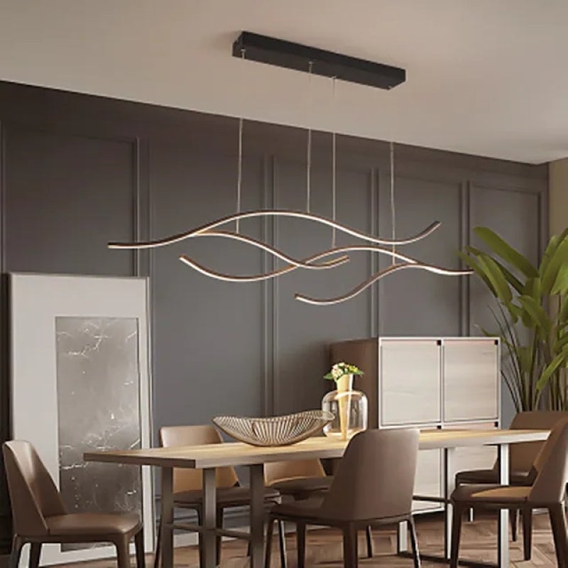 Pendant Light, Multi-Curved, Black/Gold, Metal - Lumpaz