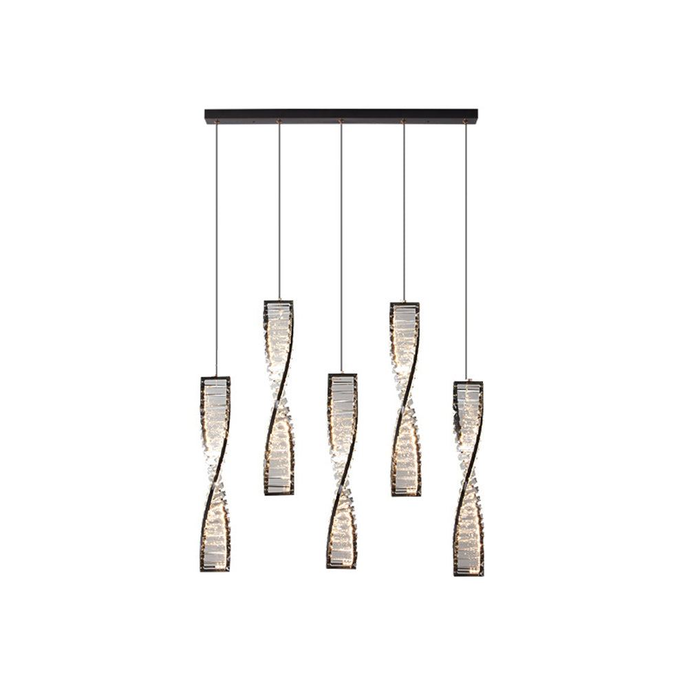 Marilyn Modern Spiral Strip Metal Pendant Light, Black/Gold - Lumpaz