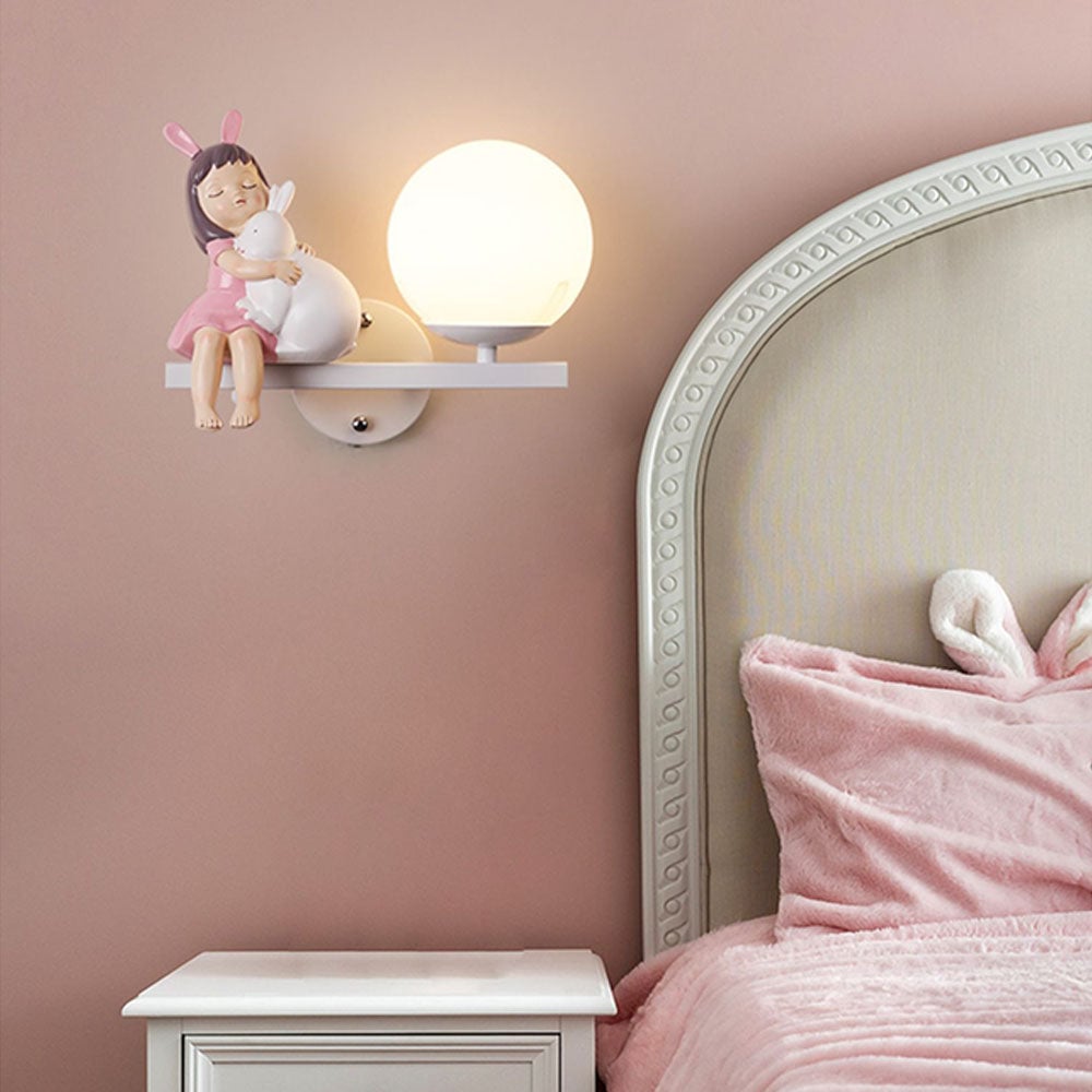 Minori Modern Metal/Glass Wall lamp, White & Pink - Lumpaz