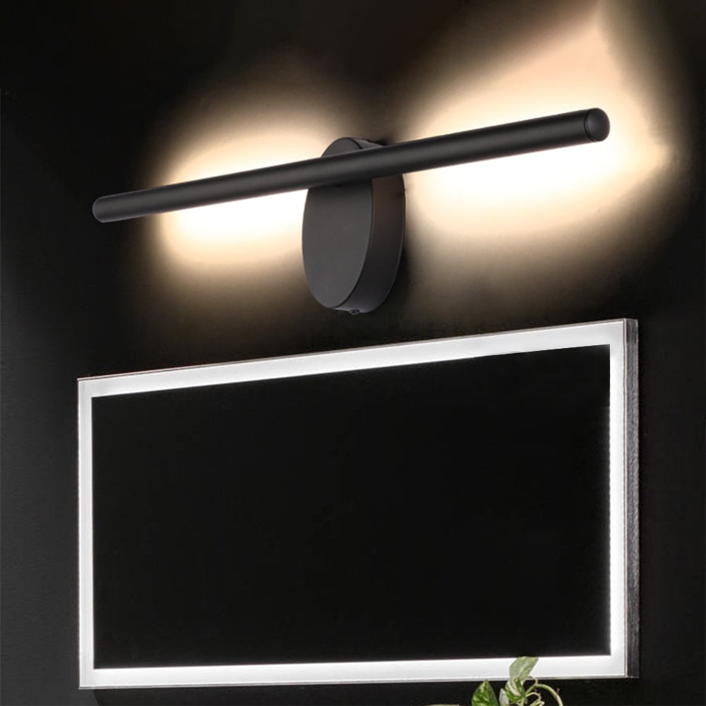 Edge Minimalist Linear Metal Wall Lamp, Black, Bathroom, Front Mirror - Lumpaz