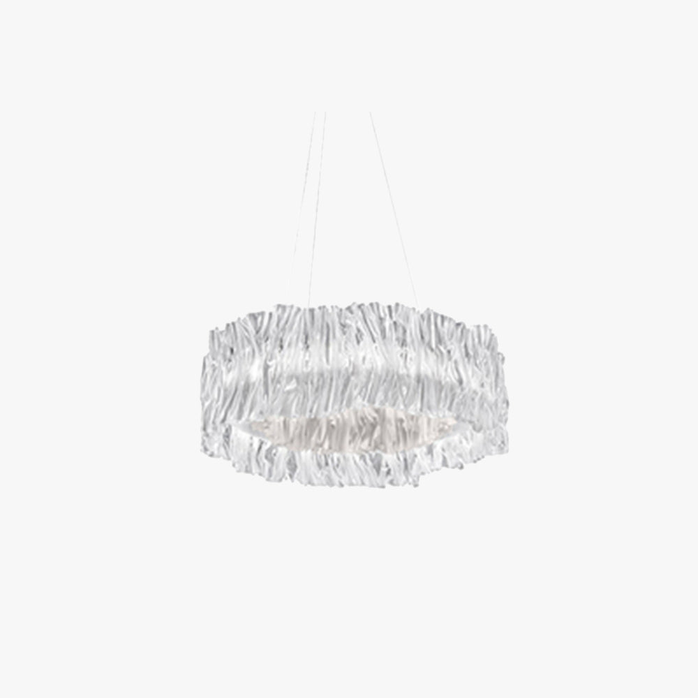 Kristy Modern Luxury Pleated Pendant Light, Circle, Acrylic/Stainless Steel - Lumpaz