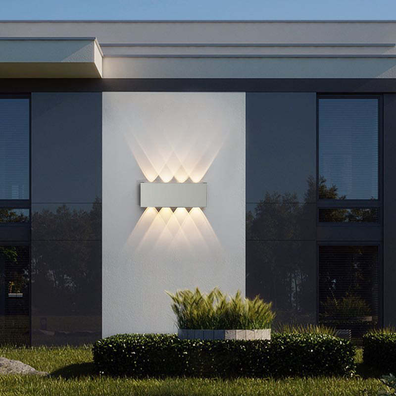 Orr Modern Rectangular Metal Outdoor Wall Lamp, Black/White, Water-wave - Lumpaz