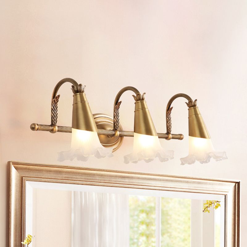 Félicie Nordique Retro Flower Metal/Glass Wall Lamp, Gold - Lumpaz