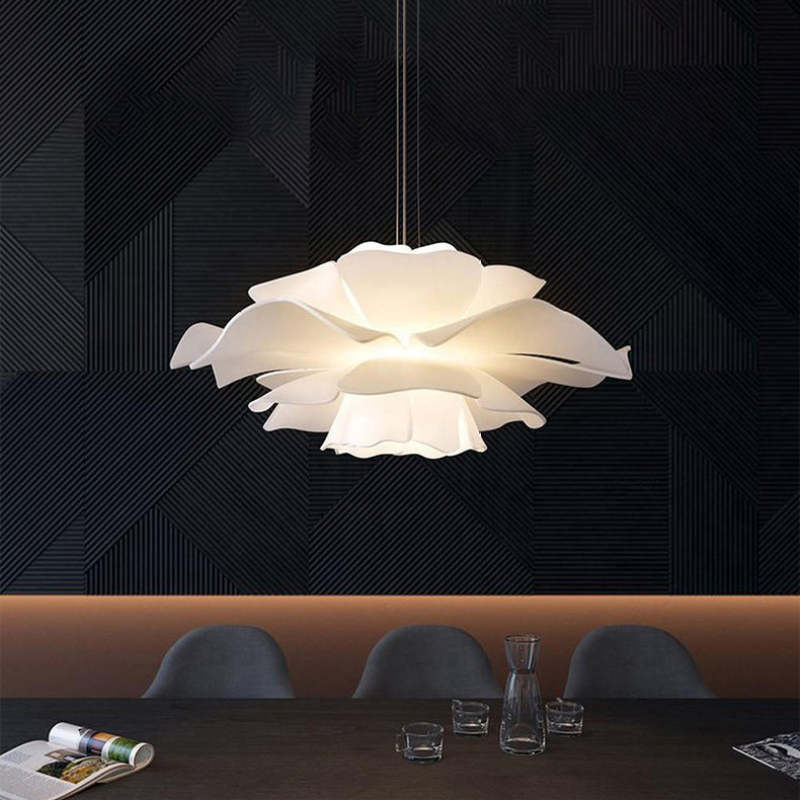Bella Elegant Flower Pendant Light White Metal/Acrylic Living Room - Lumpaz