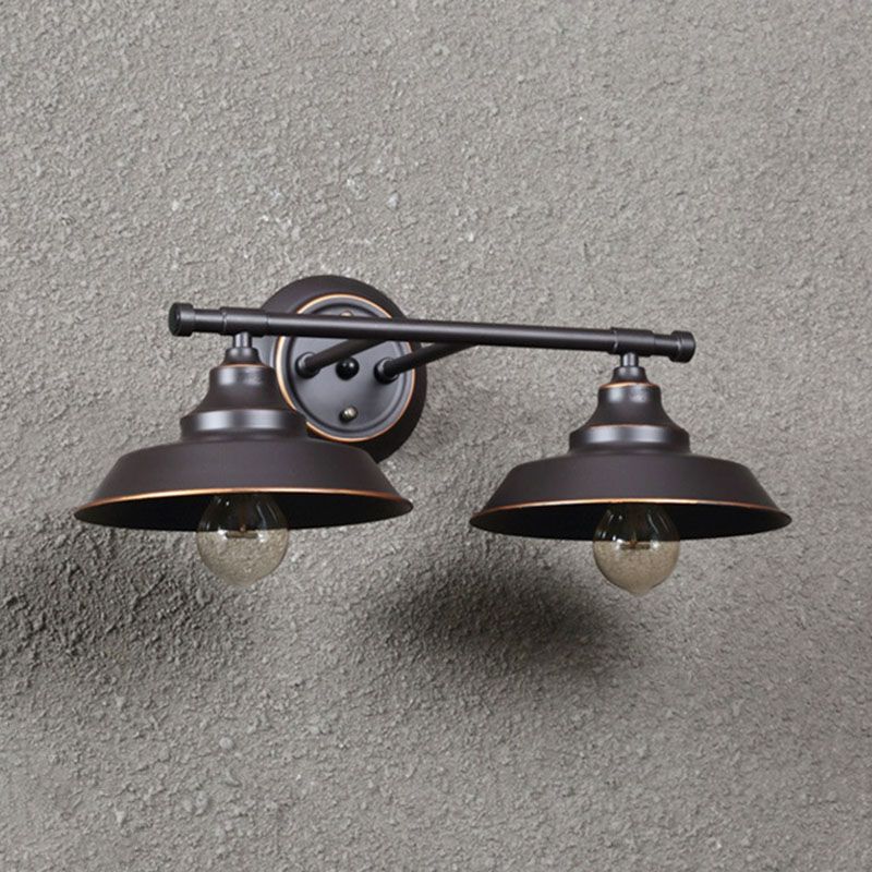 Alessio Retro Bowl-shaped Cast Metal Wall Lamp, Black - Lumpaz