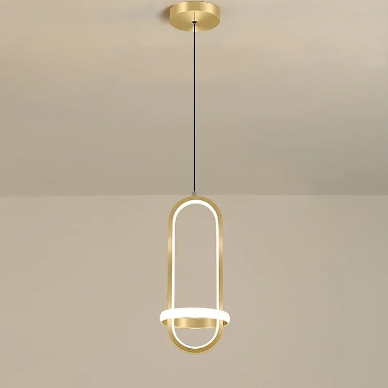 Nyla Modern Minimalist LED Ring Pendant Light, Black/Gold - Lumpaz
