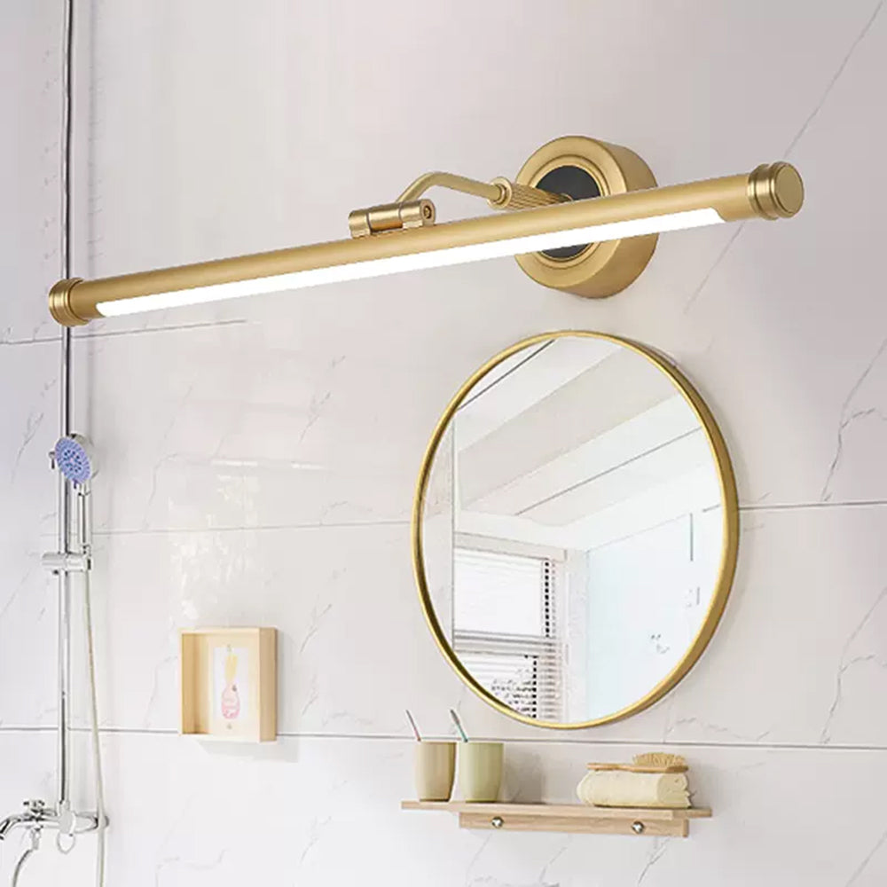 Leigh Vintage Linear Metal/Acrylic Wall Lamp, Brass, Bathroom - Lumpaz