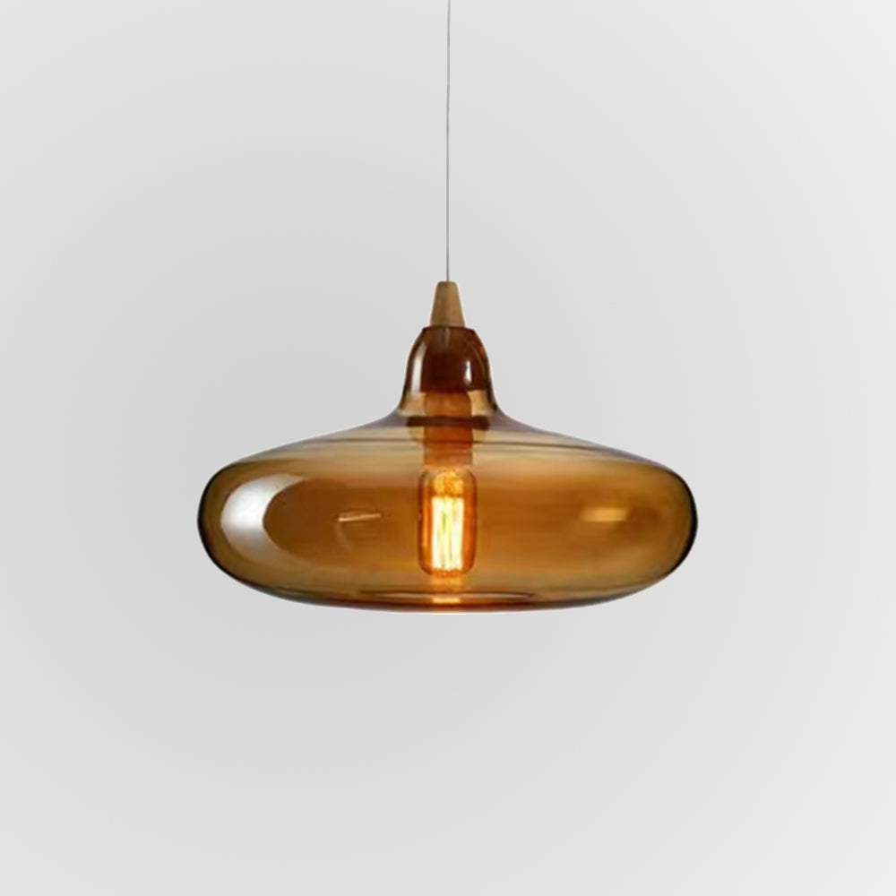 Hailie Modern Art Amber Pendant Light Glass Metal Bedroom - Lumpaz
