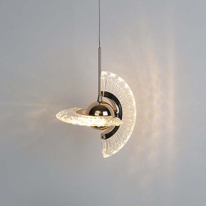 Kristy Nordic Luxury Fan Metal/Acrylic Pendant Light, Gold - Lumpaz