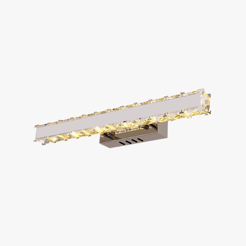 Kristy Modern Rectangular Metal/Crystal Mirror Front Wall Lamp, Gold - Lumpaz
