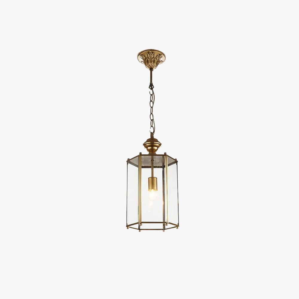 Sanna Brass Clear Glass Pendant Light, 7.8" - Lumpaz