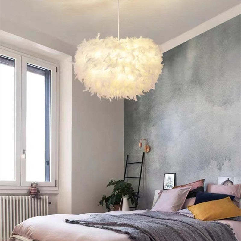 O'Moore Nordic Art Deco Feather Pendant Light, White/Pink - Lumpaz