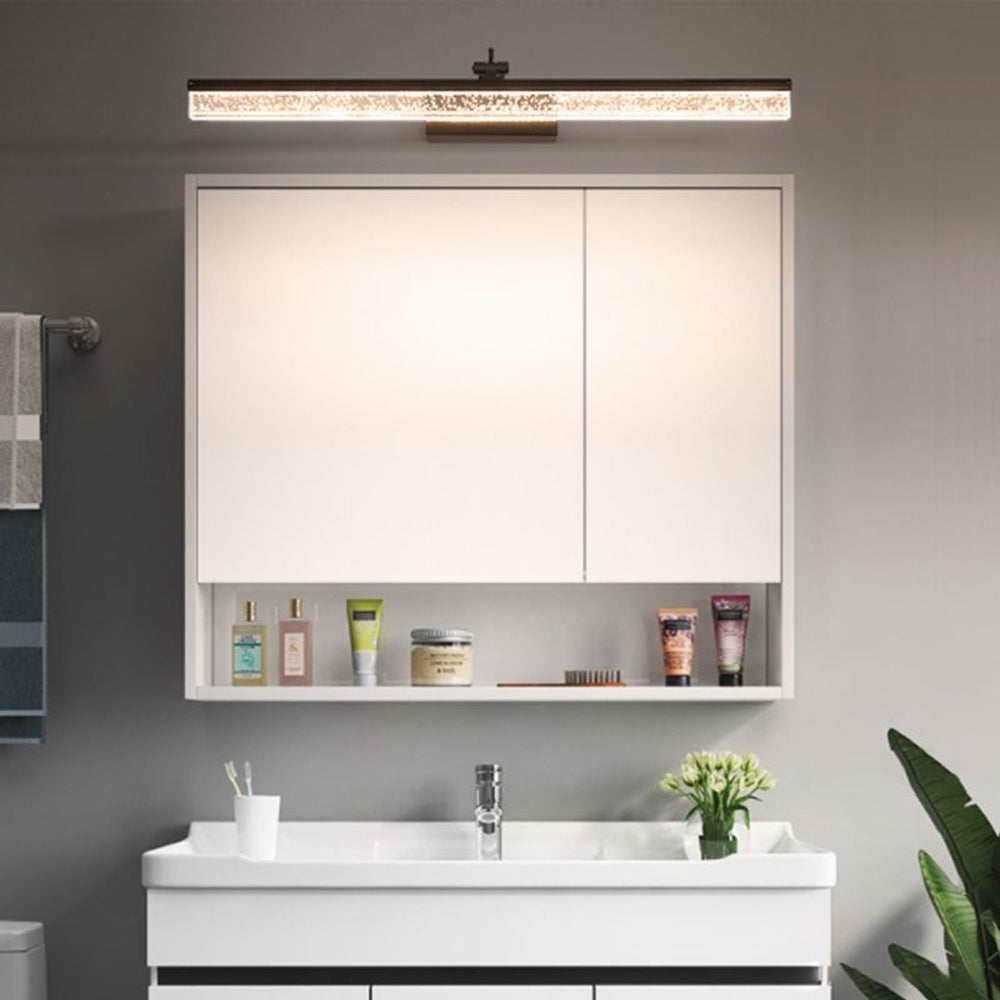 Edge Minimalist Linear Metal/Acrylic Mirror Front Vanity Wall Lamp, Black/White/Silver - Lumpaz