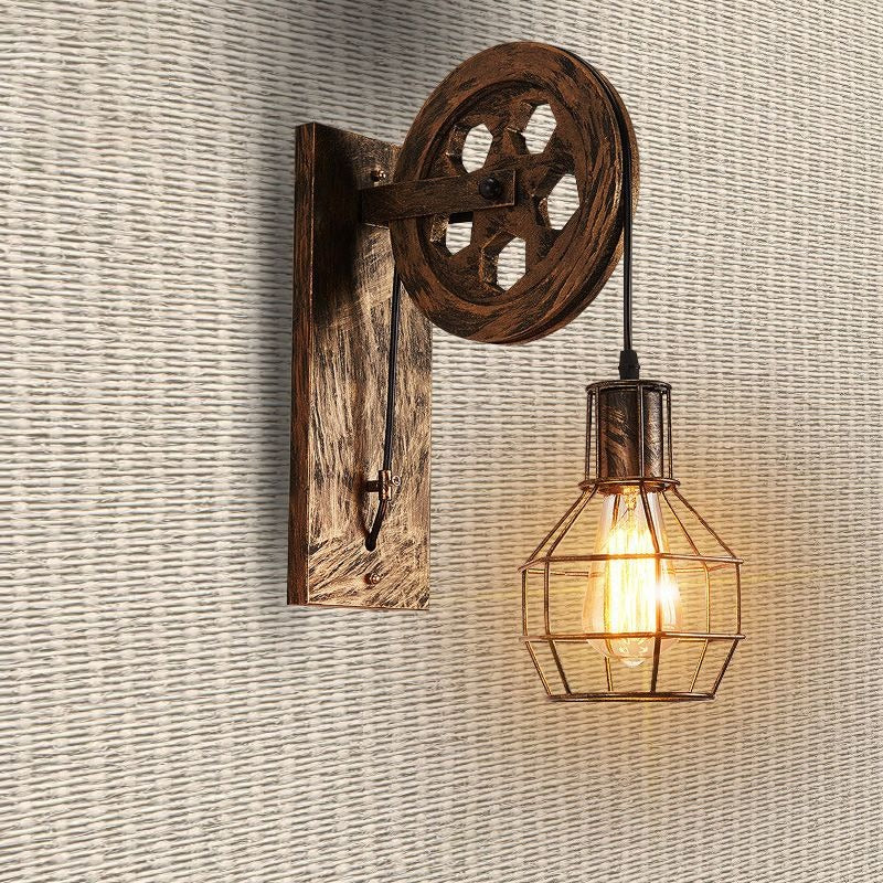 Alessio Wall Lamp Retro, Metal, Rust/Bronze/Black, Bedroom - Lumpaz