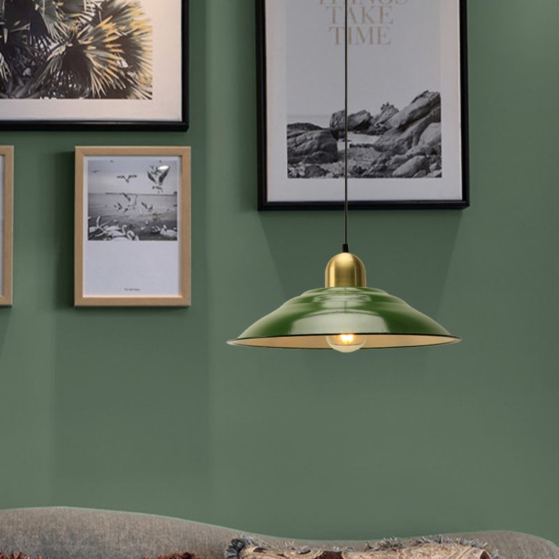 Cairns Vintage Metal Arched Pendant Light, Green - Lumpaz