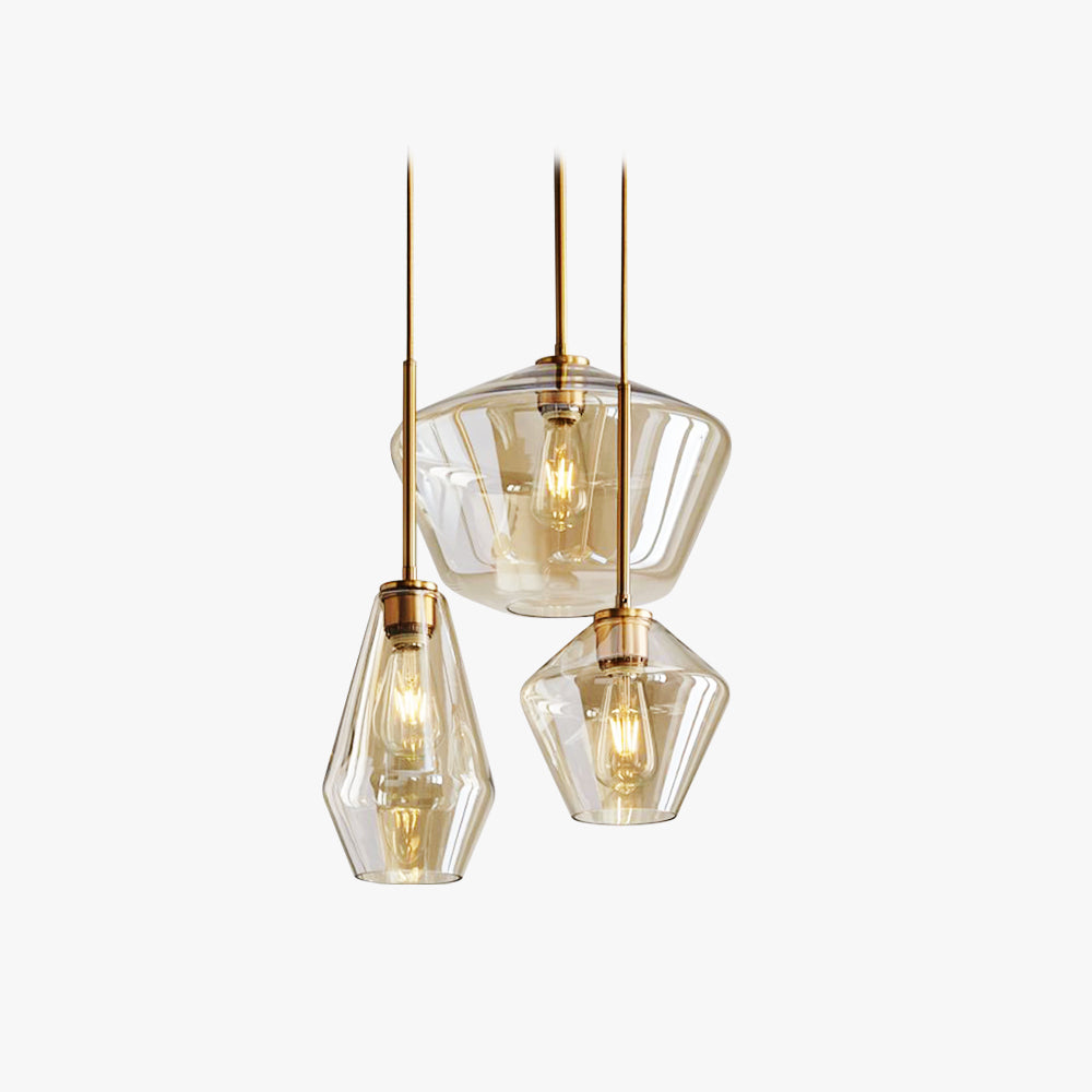 Hailie Pendant Light Clear Glass, Clear/Amber, Bedroom - Lumpaz