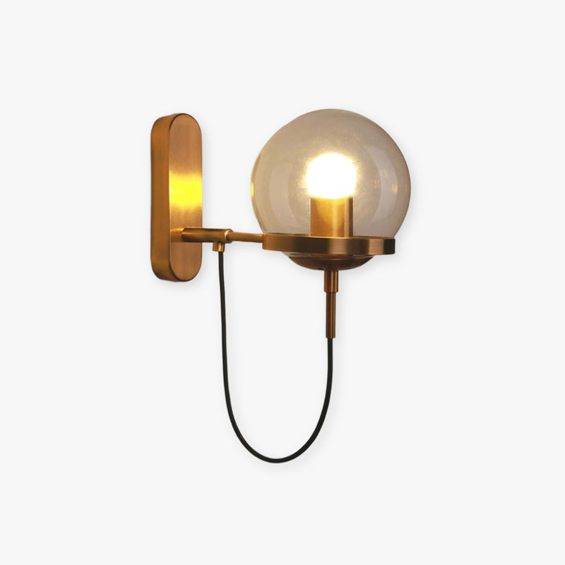 Alessio Rustic Retro Glass Globe Wall Lamp, Black/Bronze - Lumpaz