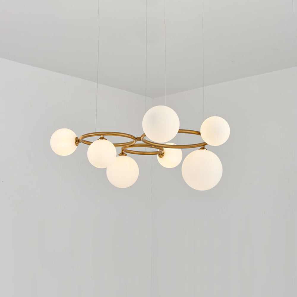 Valentina Modern Designe Wave Metal/Glass Pendant Light, White/Gold - Lumpaz