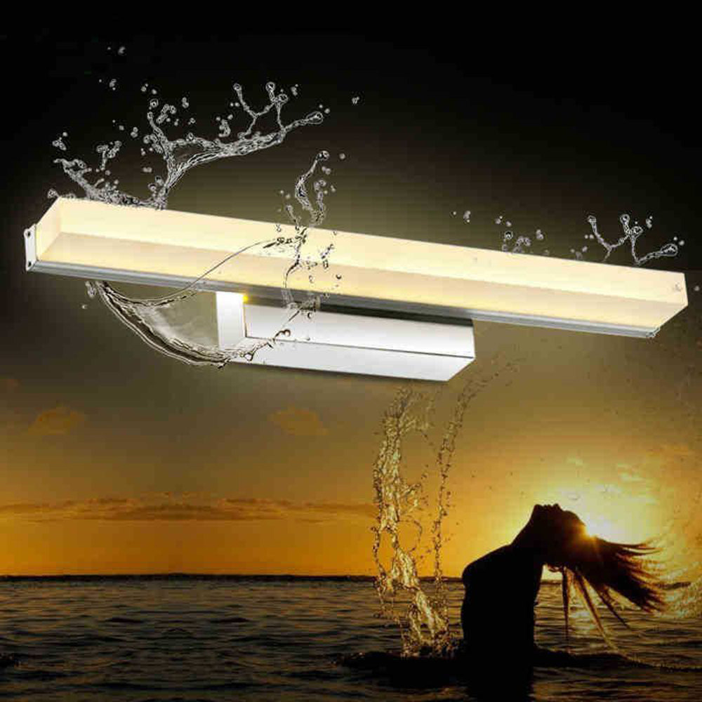 Leigh Modern Rectangular Metal/Arcylic Mirror Front Vanity Wall Lamp, Silver - Lumpaz