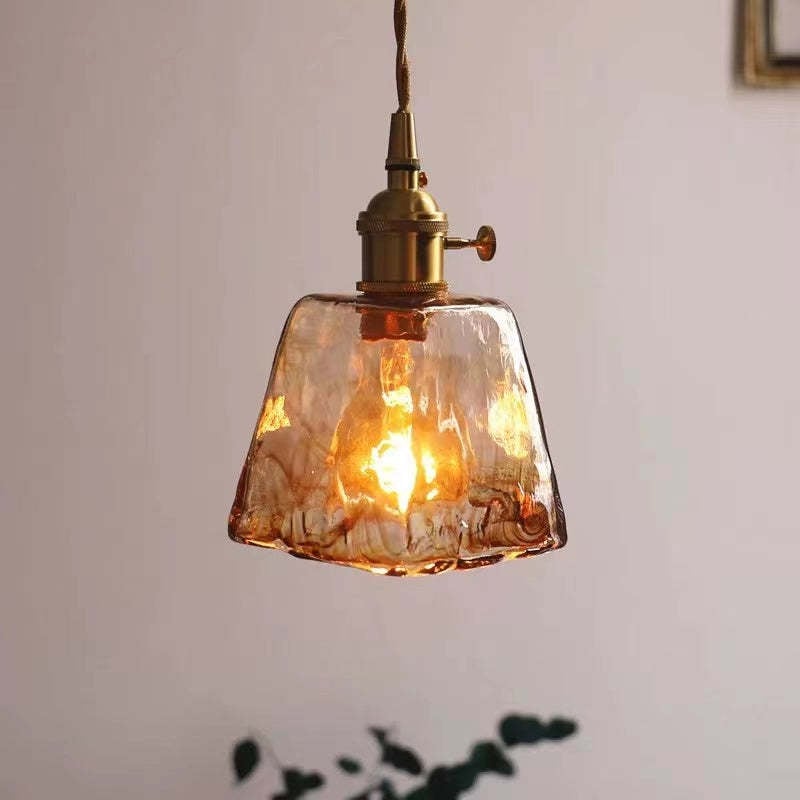 Levy Vintage Style Industrial Pendant Light Retro Metal Glass Brass - Lumpaz