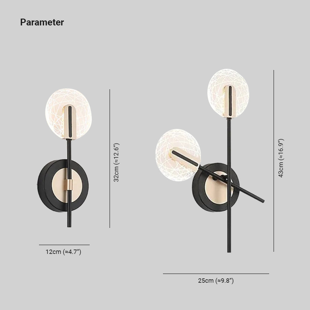 Valentina Wall Lighting Disc Modern, Metal/Acrylic, Black/White, Bedroom - Lumpaz