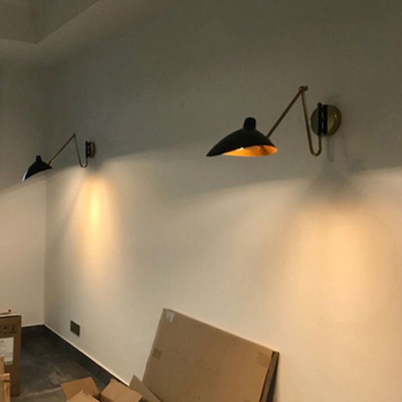 Brady Industrial Swing Arm Vanity Wall Lamp, Black/Gold - Lumpaz