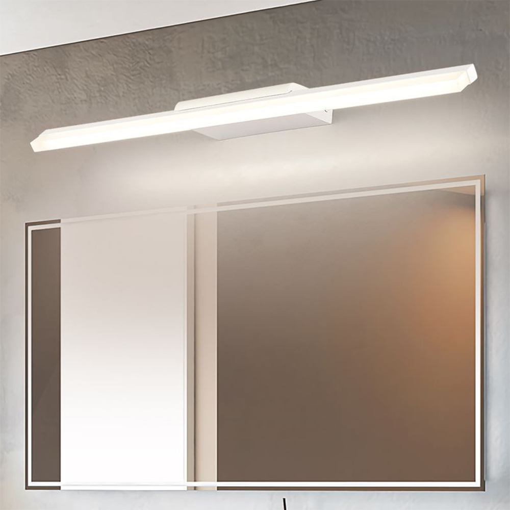 Leigh Minimalist Linear Metal/Acrylic Wall Lamp, White, Bathroom - Lumpaz