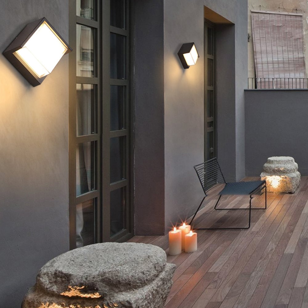 Orr Modern Square Metal Outdoor Wall Lamp, Black/White - Lumpaz