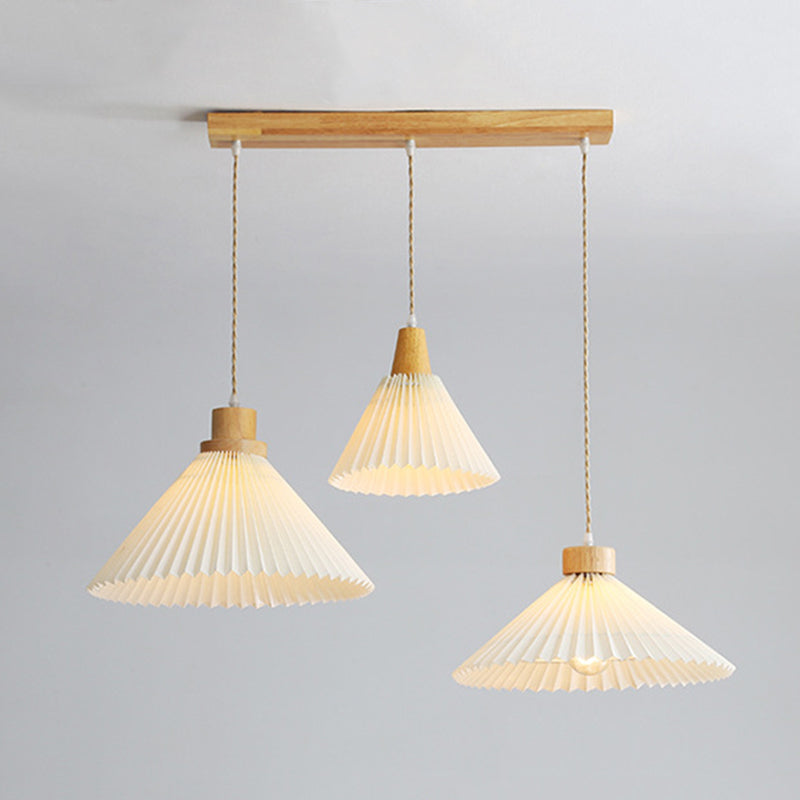 Ozawa Pendant Light Umbrella Shape Art, Wood, White, Bedroom - Lumpaz