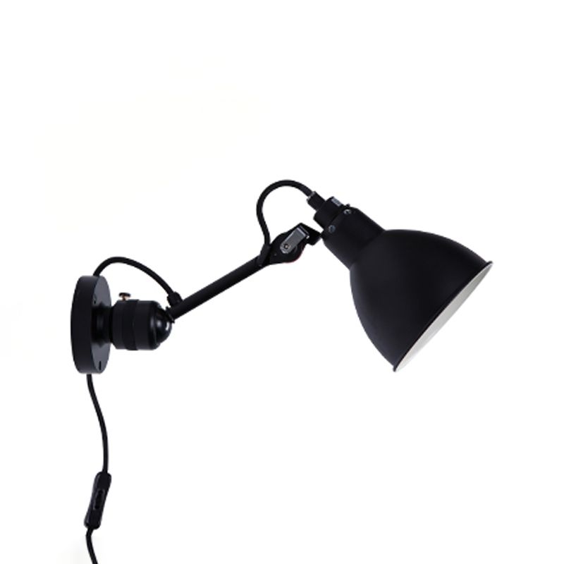 Brady Minimalist Adjustable Wall Lamp, Metal, Black, Living Room - Lumpaz