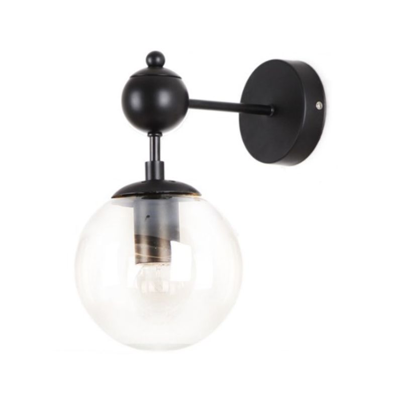 Valentina Globe Glass Vanity Wall Light, Black/Gold, Bedroom - Lumpaz