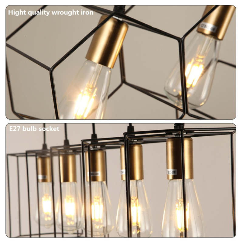 Bouvet Rustic Farmhouse 3/5 Light Pendant, Black - Lumpaz