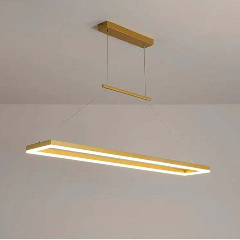 Edge Modern Rectangular Metal Pendant Light Gold/Coffee Dining Room - Lumpaz
