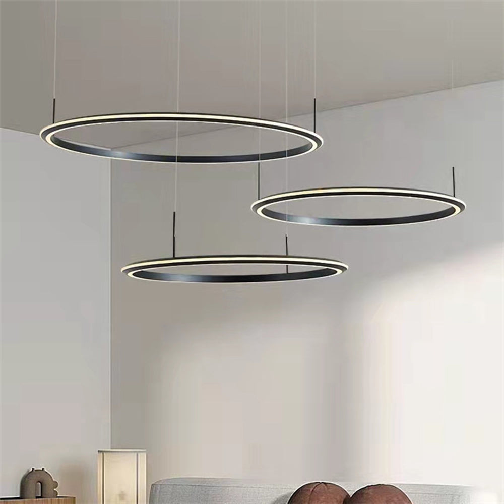 Arisha Minimalist Ring Metal Pendant Light, Black - Lumpaz